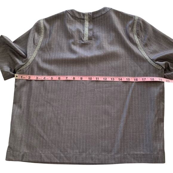 Caara Women's Alfie Dark Academia Silver Gray Pinstripe Blouse Top Size Small - Picture 9 of 12